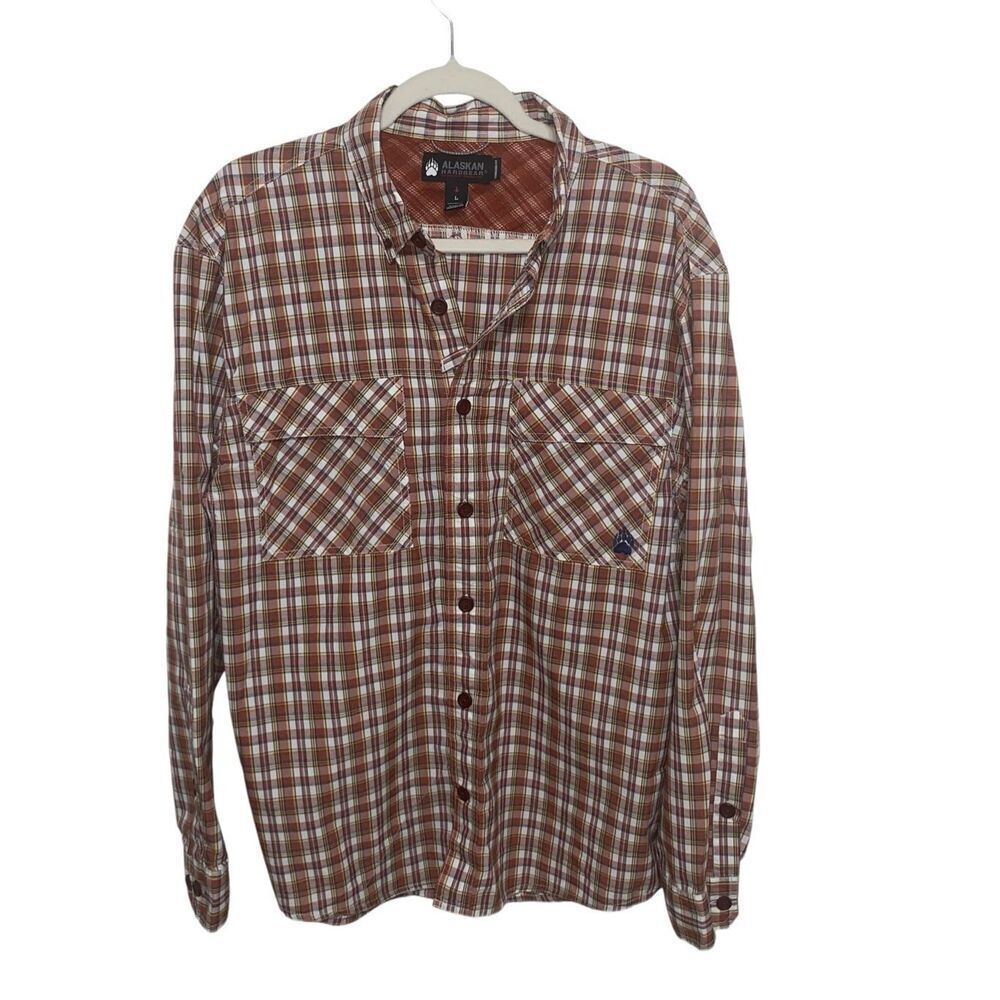 Alaskan Hardgear Mens Plaid Sockeye Long Sleeve Button Up Shirt Size Large